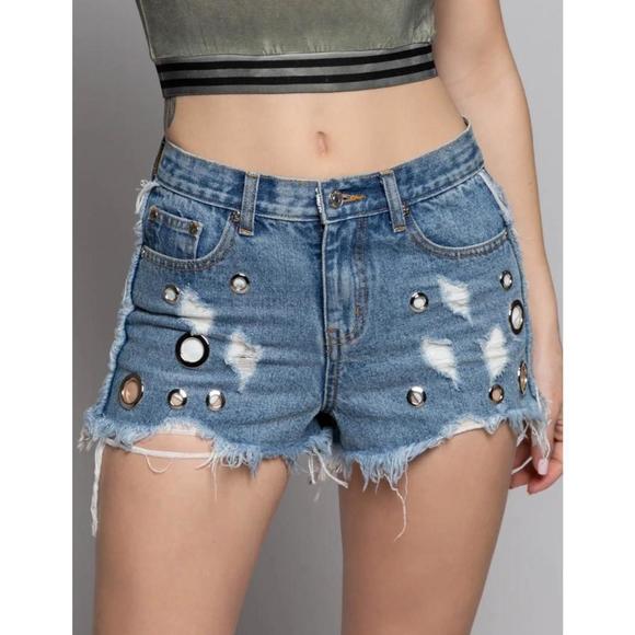 Pol - Raw Edge Denim Shorts